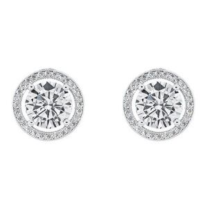 CATE & CHLOE • Ariel White Gold Halo Simulated Diamond Crystals Earrings